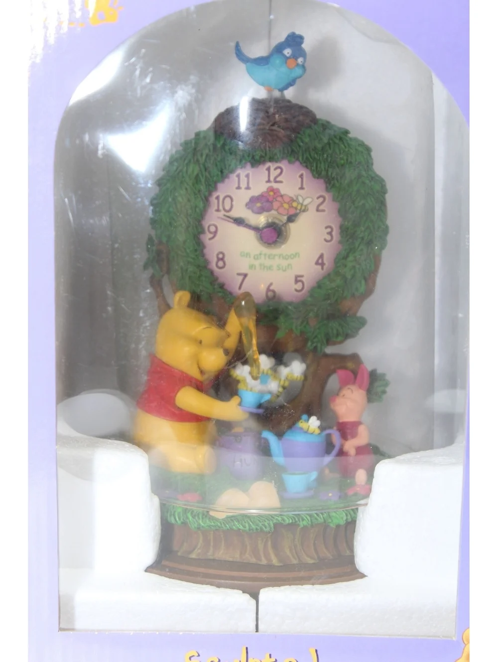 Disney Winnie Pooh Glass Dome Piglet Tree Pendulum Sculpted Anniversary Clock 9
